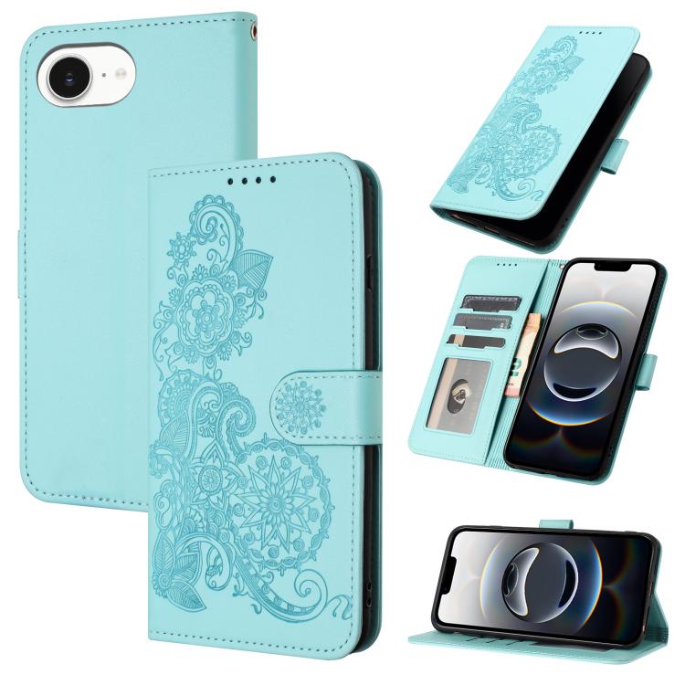 Datura Flower Embossed Flip Leather Phone Case, For iPhone 17 Pro Max, For iPhone 17 Pro, For iPhone 17