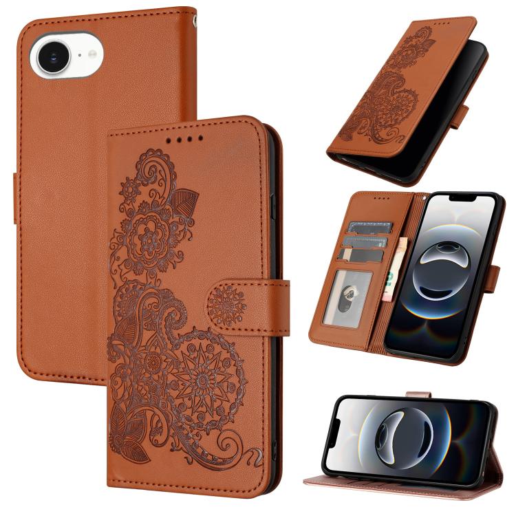 Datura Flower Embossed Flip Leather Phone Case, For iPhone 17 Pro Max, For iPhone 17 Pro, For iPhone 17