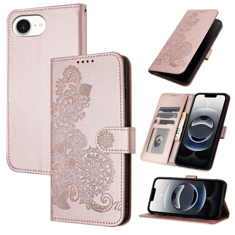 Datura Flower Embossed Flip Leather Phone Case, For iPhone 17 Pro Max, For iPhone 17 Pro, For iPhone 17