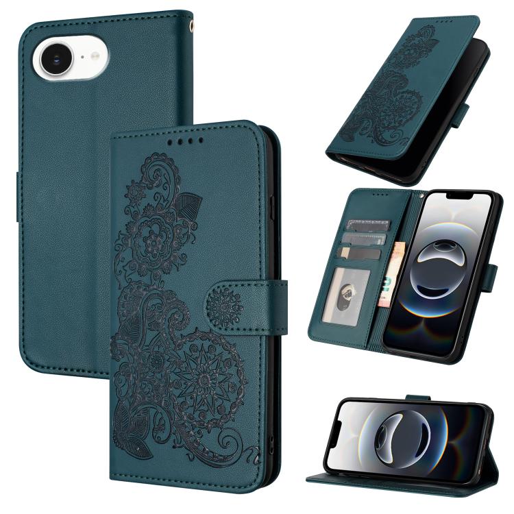 Datura Flower Embossed Flip Leather Phone Case, For iPhone 17 Pro Max, For iPhone 17 Pro, For iPhone 17