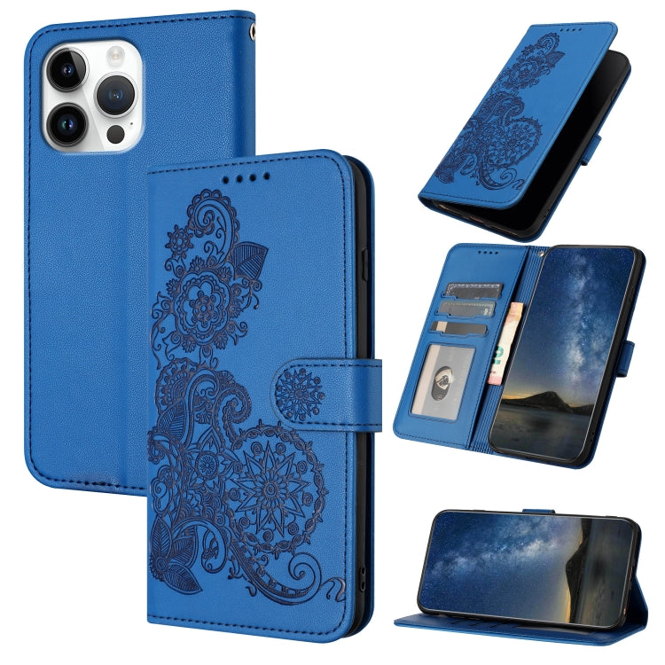 Datura Flower Embossed Flip Leather Phone Case, For iPhone 17 Air, iPhone 16e, For iPhone 16 Pro Max