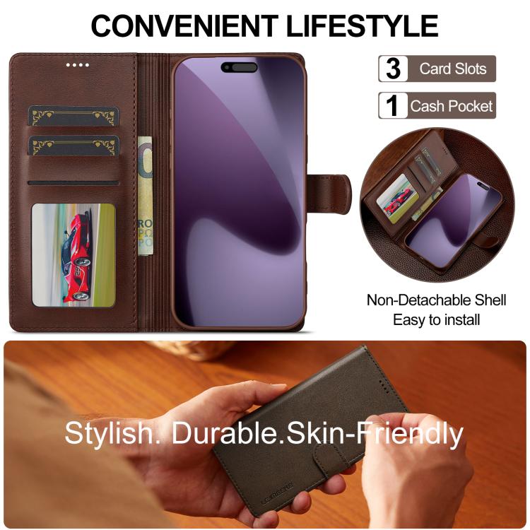 LC.IMEEKE Calf Texture Horizontal Flip Leather Case, For iPhone 17 Pro Max, For iPhone 17 Pro, For iPhone 17, For iPhone 17 Air