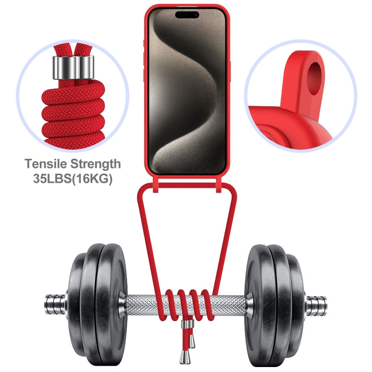 Integrated Card Bag Solid Color Liquid Silicone Phone Case with Lanyard