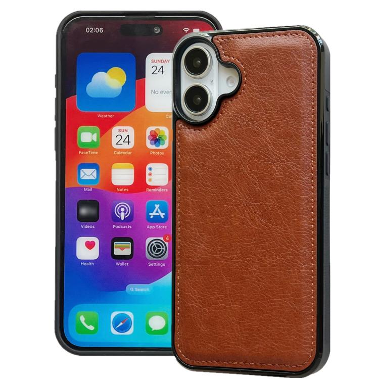 Cowhide Texture Back Cover Phone Case, For iPhone 16e, For iPhone 16 Pro Max, For iPhone 16 Pro, For iPhone 16 Plus