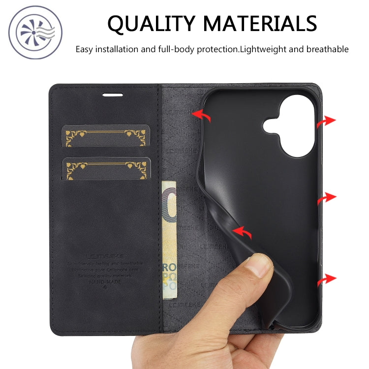 LC.IMEEKE Strong Magnetism Microfiber Leather Phone Case, For iPhone 16