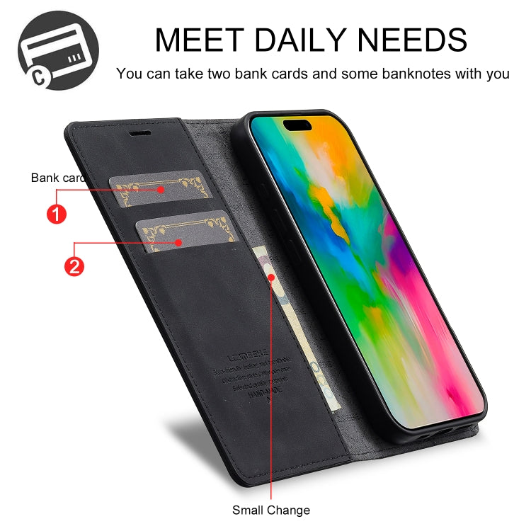 LC.IMEEKE Strong Magnetism Microfiber Leather Phone Case, For iPhone 16