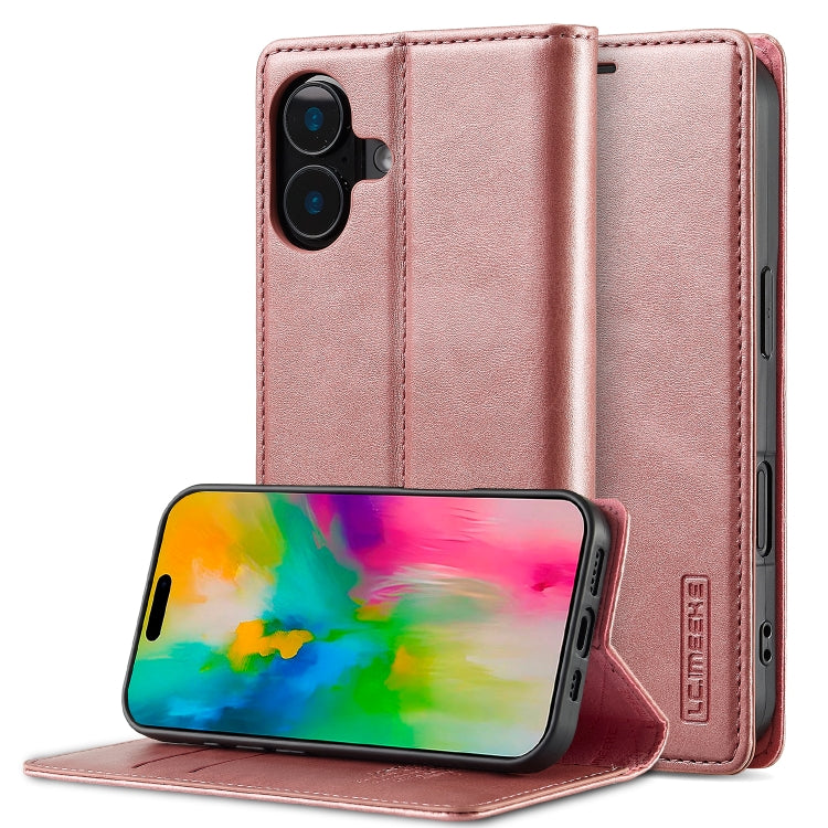 LC.IMEEKE Strong Magnetism Microfiber Leather Phone Case, For iPhone 16