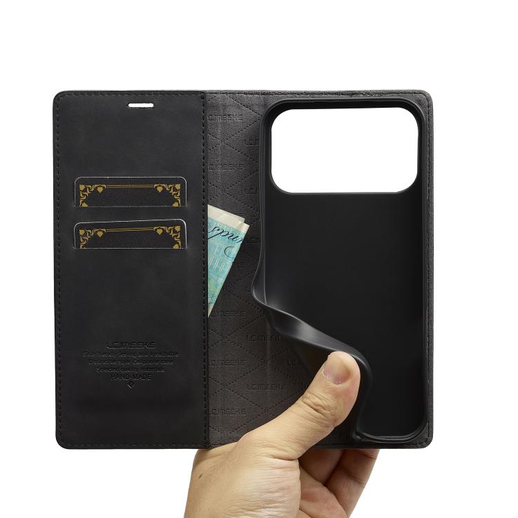 LC.IMEEKE Strong Magnetism Microfiber Leather Phone Case, For iPhone 16 Pro Max, For iPhone 16 Pro, For iPhone 16 Plus, For iPhone 16