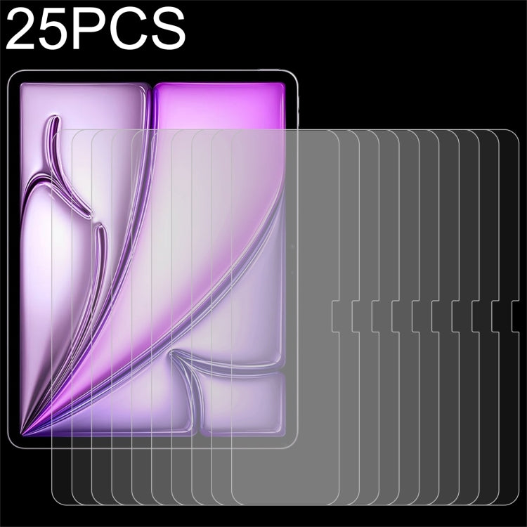 25pcs 0.26mm 9H 2.5D Explosion-proof Tempered Glass Film, For iPad Air 11 2025 / 2024, For iPad Air 13 2025 / 2024, For iPad Pro 13 2024, For iPad Pro 11 2024, For iPad Pro 12.9 2022-2018