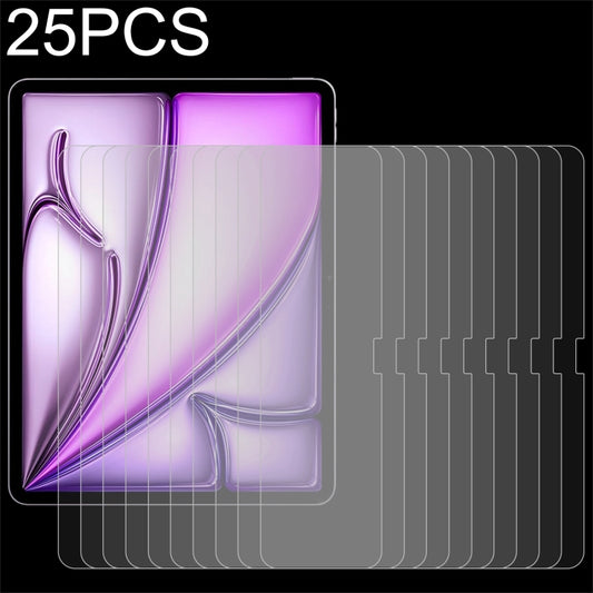 25pcs 0.26mm 9H 2.5D Explosion-proof Tempered Glass Film, For iPad Air 11 2025 / 2024, For iPad Air 13 2025 / 2024, For iPad Pro 13 2024, For iPad Pro 11 2024, For iPad Pro 12.9 2022-2018
