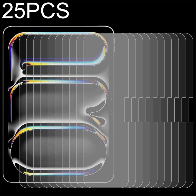 25pcs 0.26mm 9H 2.5D Explosion-proof Tempered Glass Film, For iPad Air 11 2025 / 2024, For iPad Air 13 2025 / 2024, For iPad Pro 13 2024, For iPad Pro 11 2024, For iPad Pro 12.9 2022-2018