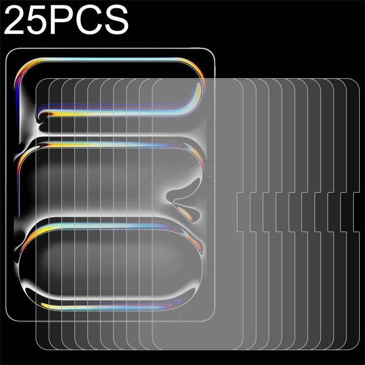 25pcs 0.26mm 9H 2.5D Explosion-proof Tempered Glass Film, For iPad Air 11 2025 / 2024, For iPad Air 13 2025 / 2024, For iPad Pro 13 2024, For iPad Pro 11 2024, For iPad Pro 12.9 2022-2018