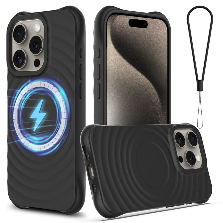 Wave Texture MagSafe Magnetic Liquid Silicone Phone Case, For iPhone 16, For iPhone 15 Pro Max, For iPhone 15 Pro, For iPhone 15 Plus