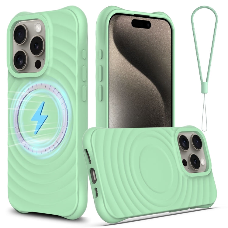 Wave Texture MagSafe Magnetic Liquid Silicone Phone Case, For iPhone 16, For iPhone 15 Pro Max, For iPhone 15 Pro, For iPhone 15 Plus