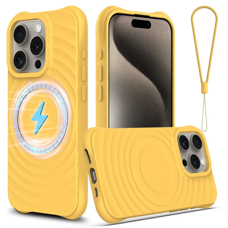 Wave Texture MagSafe Magnetic Liquid Silicone Phone Case, For iPhone 16, For iPhone 15 Pro Max, For iPhone 15 Pro, For iPhone 15 Plus