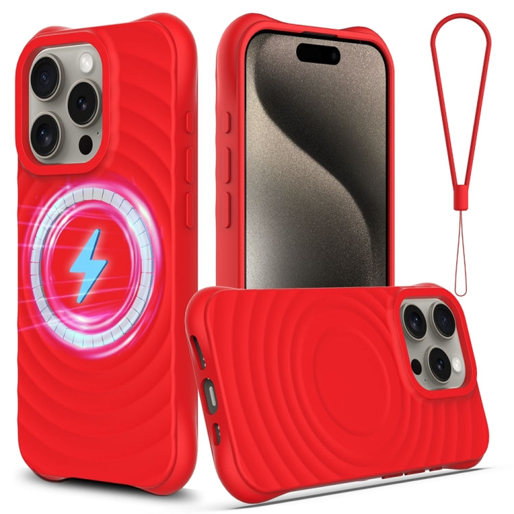 Wave Texture MagSafe Magnetic Liquid Silicone Phone Case, For iPhone 16, For iPhone 15 Pro Max, For iPhone 15 Pro, For iPhone 15 Plus