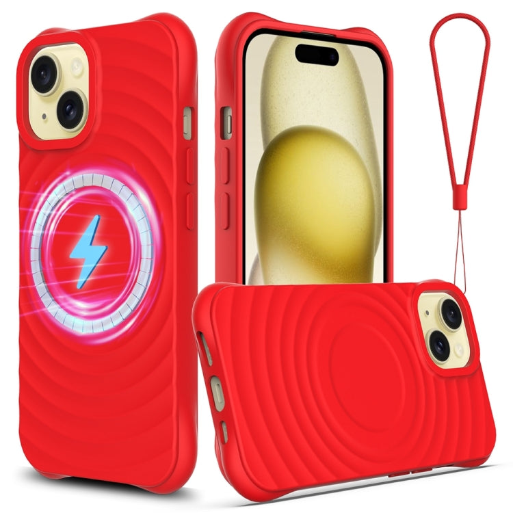 Wave Texture MagSafe Magnetic Liquid Silicone Phone Case, For iPhone 15, For iPhone 14 Plus, For iPhone 14, For iPhone 14 Pro