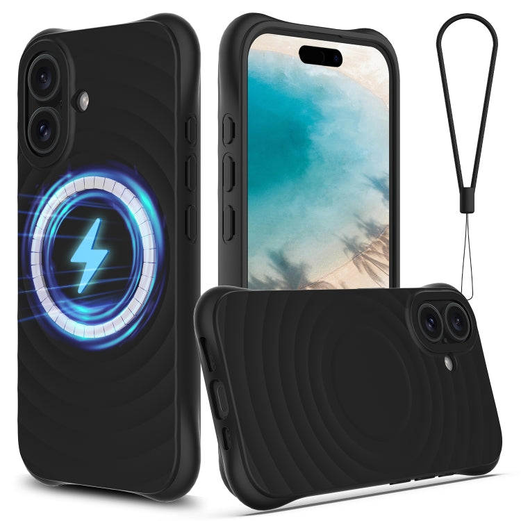 Wave Texture MagSafe Magnetic Liquid Silicone Phone Case, For iPhone Air, For iPhone 16 Pro Max, For iPhone 16 Pro, For iPhone 16 Plus