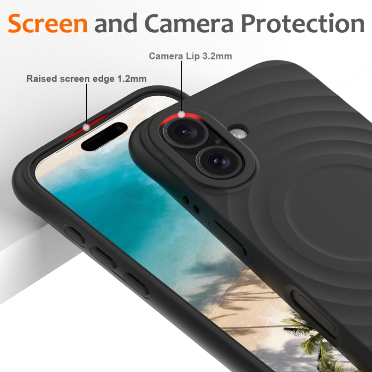 Wave Texture MagSafe Magnetic Liquid Silicone Phone Case, For iPhone 16, For iPhone 15 Pro Max, For iPhone 15 Pro, For iPhone 15 Plus