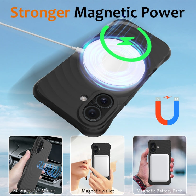 Wave Texture MagSafe Magnetic Liquid Silicone Phone Case, For iPhone 16, For iPhone 15 Pro Max, For iPhone 15 Pro, For iPhone 15 Plus