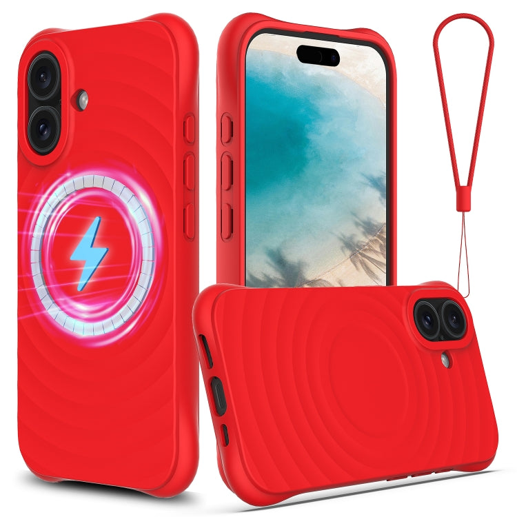 Wave Texture MagSafe Magnetic Liquid Silicone Phone Case, For iPhone 16, For iPhone 15 Pro Max, For iPhone 15 Pro, For iPhone 15 Plus
