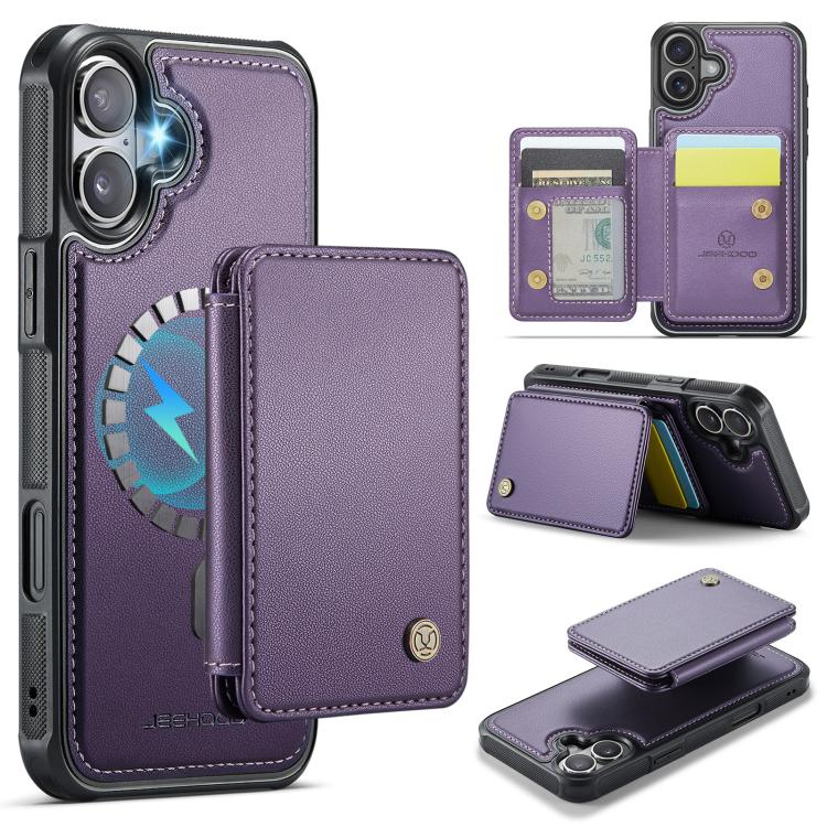 JEEHOOD J05 Business Magnetic Style RFID Leather Phone Case, For iPhone Air, For iPhone 16 Pro Max, For iPhone 16 Pro, For iPhone 16 Plus