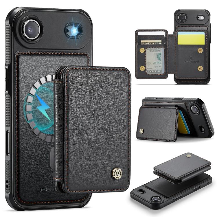 JEEHOOD J05 Business Magnetic Style RFID Leather Phone Case, For iPhone Air, For iPhone 16 Pro Max, For iPhone 16 Pro, For iPhone 16 Plus