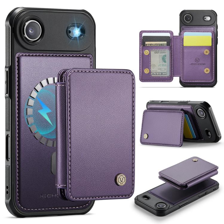 JEEHOOD J05 Business Magnetic Style RFID Leather Phone Case, For iPhone Air, For iPhone 16 Pro Max, For iPhone 16 Pro, For iPhone 16 Plus