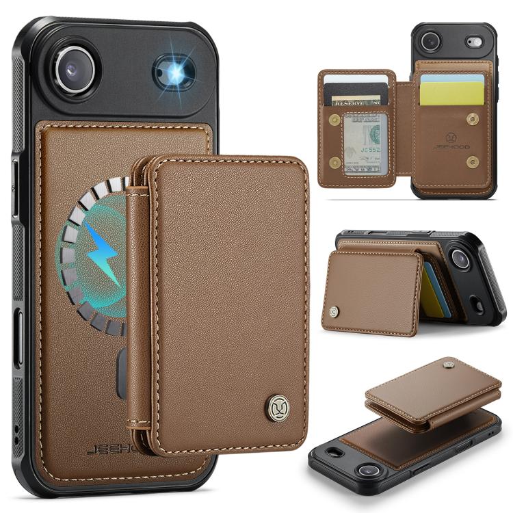 JEEHOOD J05 Business Magnetic Style RFID Leather Phone Case, For iPhone Air, For iPhone 16 Pro Max, For iPhone 16 Pro, For iPhone 16 Plus