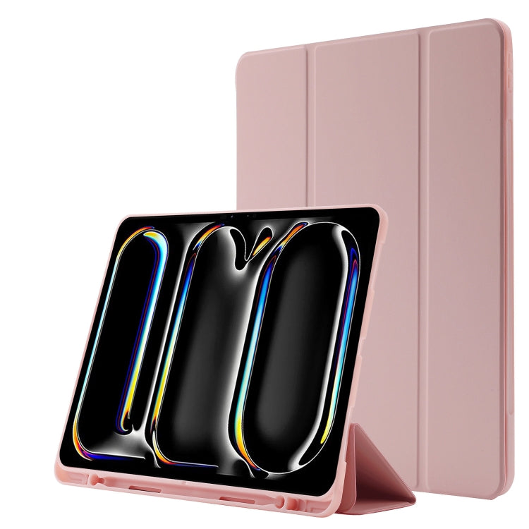 Skin Feel Tri-fold Leather Tablet Case with Pen Slot, For iPad Pro 13 2024, For iPad Pro 11 2024