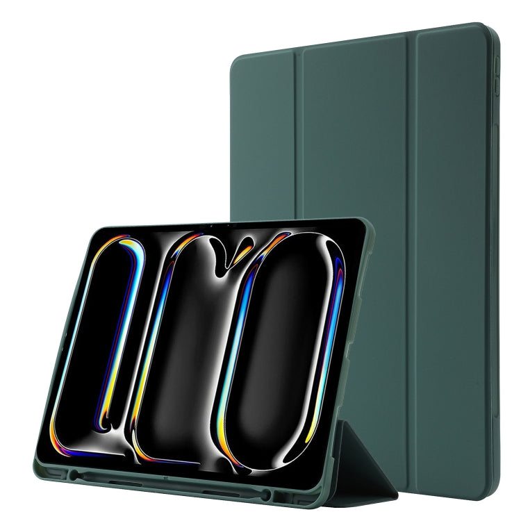 Skin Feel Tri-fold Leather Tablet Case with Pen Slot, For iPad Pro 13 2024, For iPad Pro 11 2024