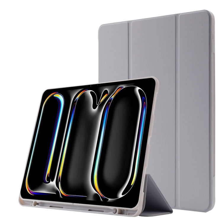 Skin Feel Tri-fold Leather Tablet Case with Pen Slot, For iPad Pro 13 2024, For iPad Pro 11 2024