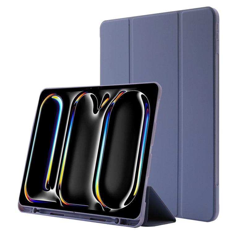 Skin Feel Tri-fold Leather Tablet Case with Pen Slot, For iPad Pro 13 2024, For iPad Pro 11 2024