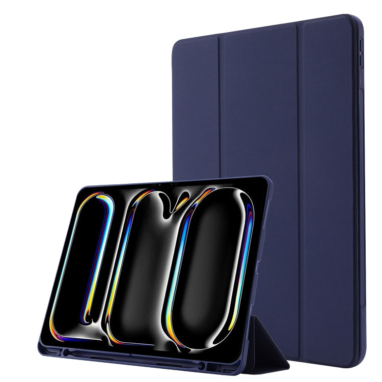 Skin Feel Tri-fold Leather Tablet Case with Pen Slot, For iPad Pro 13 2024, For iPad Pro 11 2024