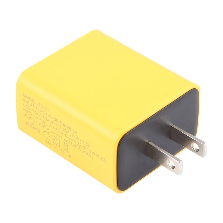 KO-71 120W Dual PD Type-C + Dual QC3.0 USB Multi Ports Charger, US Plug, EU Plug