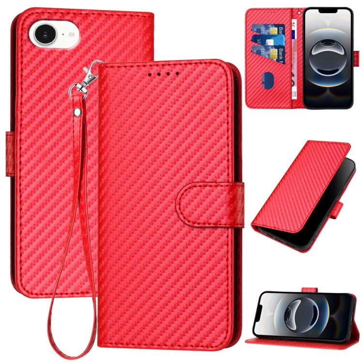 YX0070 Carbon Fiber Buckle Leather Phone Case with Lanyard, For iPhone 17 Pro Max, For iPhone 17 Pro, For iPhone 17