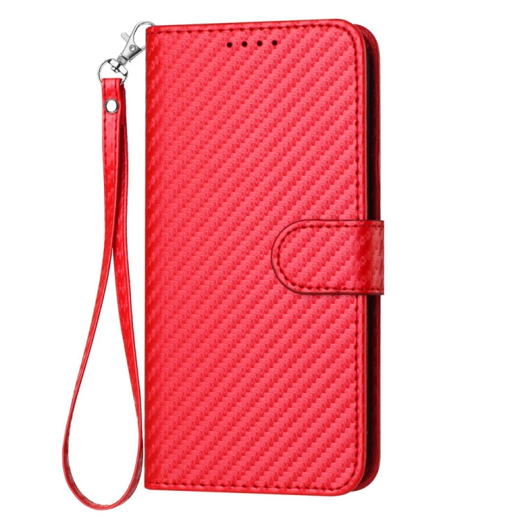 YX0070 Carbon Fiber Buckle Leather Phone Case with Lanyard, For iPhone 17 Pro Max, For iPhone 17 Pro, For iPhone 17