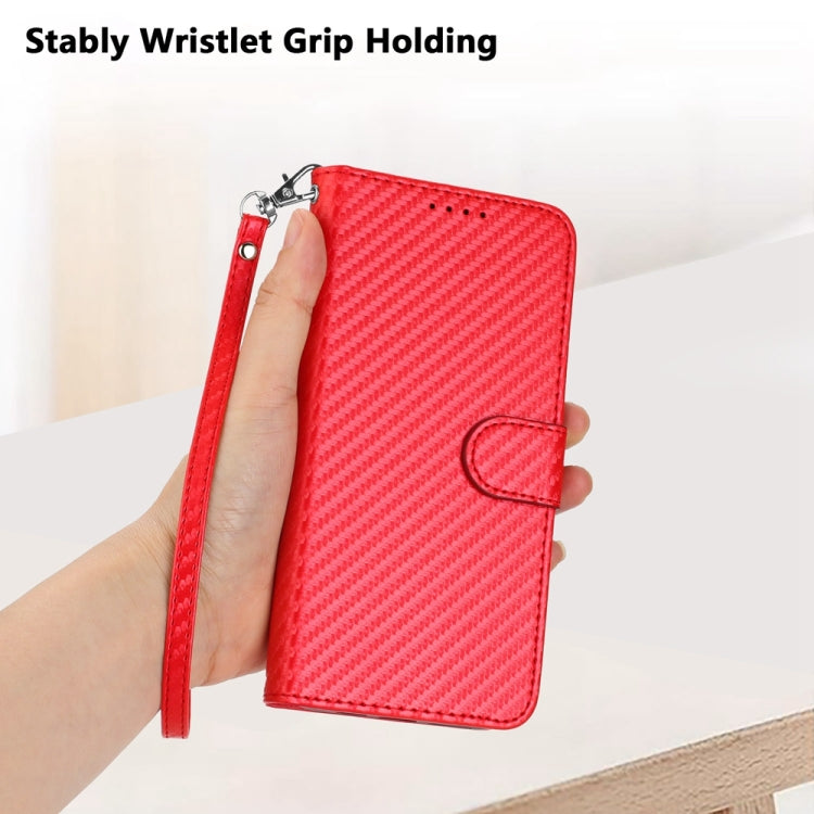 YX0070 Carbon Fiber Buckle Leather Phone Case with Lanyard, For iPhone 17 Pro Max, For iPhone 17 Pro, For iPhone 17