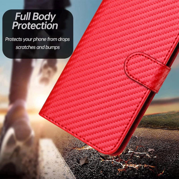 YX0070 Carbon Fiber Buckle Leather Phone Case with Lanyard, For iPhone 17 Pro Max, For iPhone 17 Pro, For iPhone 17