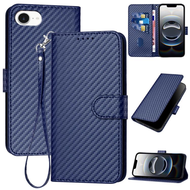 YX0070 Carbon Fiber Buckle Leather Phone Case with Lanyard, For iPhone 17 Pro Max, For iPhone 17 Pro, For iPhone 17
