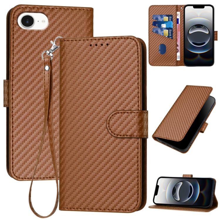 YX0070 Carbon Fiber Buckle Leather Phone Case with Lanyard, For iPhone 17 Pro Max, For iPhone 17 Pro, For iPhone 17