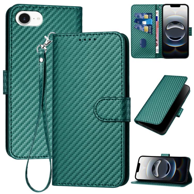 YX0070 Carbon Fiber Buckle Leather Phone Case with Lanyard, For iPhone 17 Pro Max, For iPhone 17 Pro, For iPhone 17