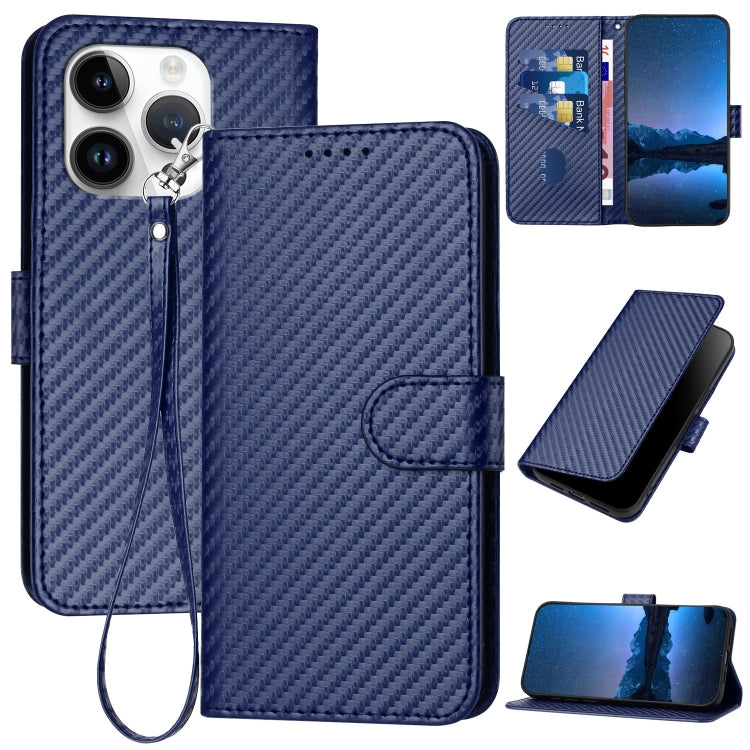 YX0070 Carbon Fiber Buckle Leather Phone Case with Lanyard, For iPhone 13 Pro Max, For iPhone 13 Pro, For iPhone 13