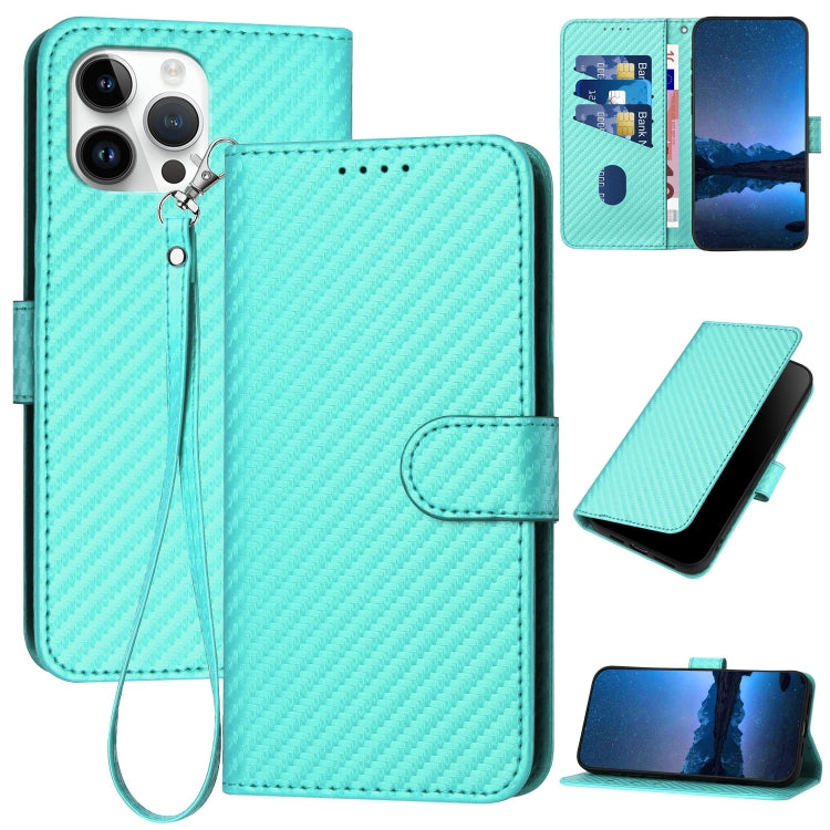 YX0070 Carbon Fiber Buckle Leather Phone Case with Lanyard, For iPhone 13 mini, For iPhone 12 / 12 Pro, For iPhone 12 Pro Max
