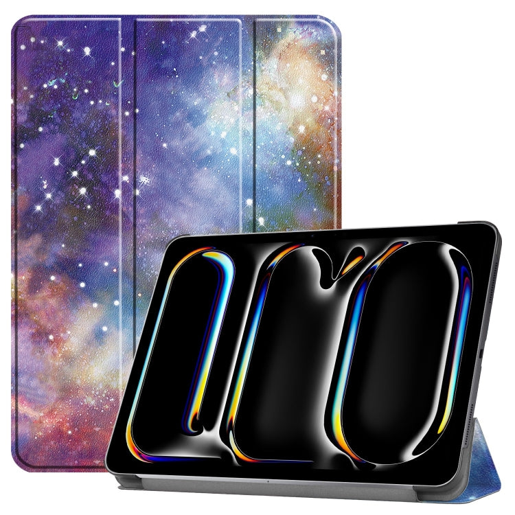 Custer Painted 3-Fold Holder Smart Leather Tablet Case, For iPad Air 13 2025 / 2024, For iPad Pro 13 2024