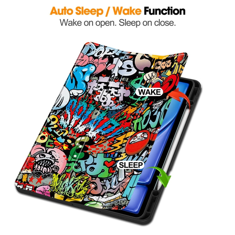 Custer Painted 3-Fold Holder Smart Leather Tablet Case with Pen Tray, For iPad Air 13 2024 / 2025, For iPad Pro 13 2024