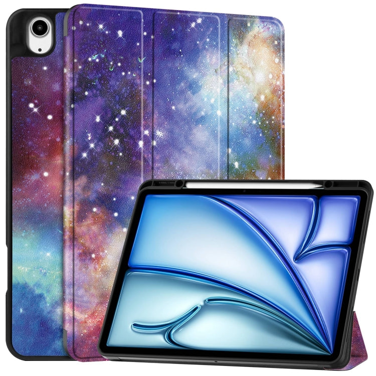 Custer Painted 3-Fold Holder Smart Leather Tablet Case with Pen Tray, For iPad Air 13 2024 / 2025, For iPad Pro 13 2024