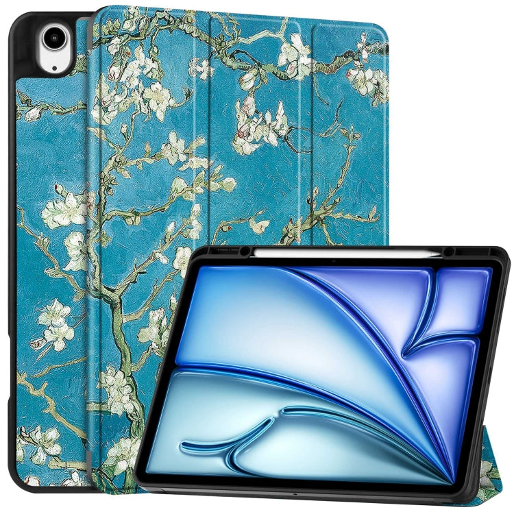 Custer Painted 3-Fold Holder Smart Leather Tablet Case with Pen Tray, For iPad Air 13 2024 / 2025, For iPad Pro 13 2024