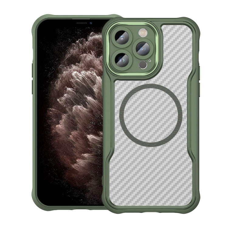 Carbon Fiber Texture MagSafe Translucent Phone Case, For iPhone 11 Pro