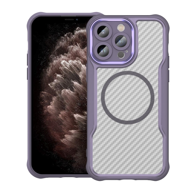Carbon Fiber Texture MagSafe Translucent Phone Case, For iPhone 11 Pro